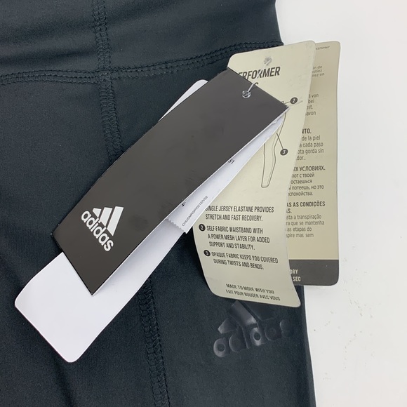 Adidas climalite Black High Rise Leggings Medium Stretch Support HR Long New NWT - Picture 5 of 13